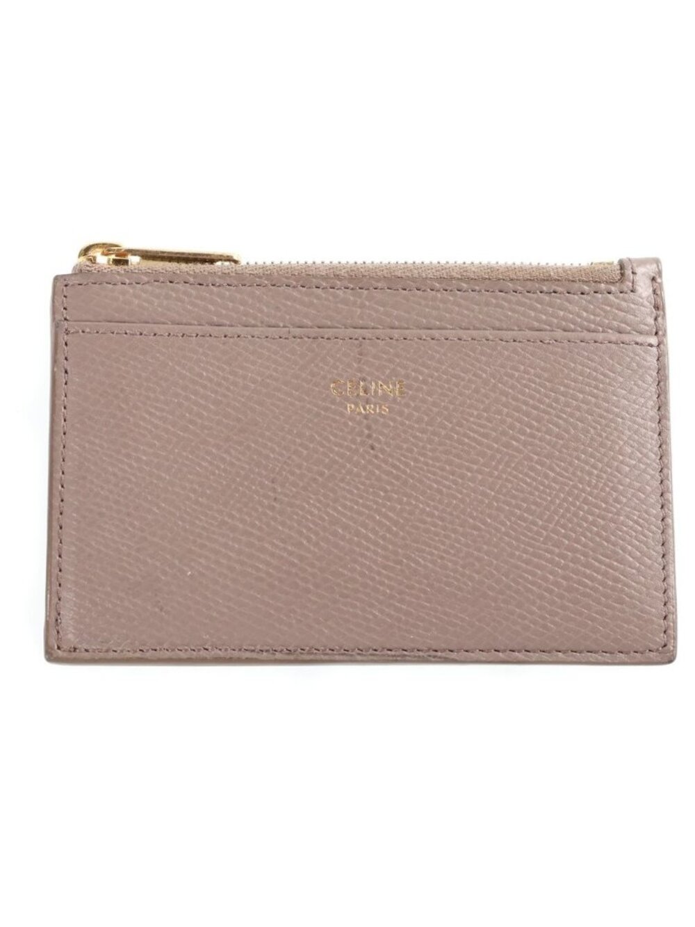 Celine Zipped Car Holder Triomphe Card Case Beige